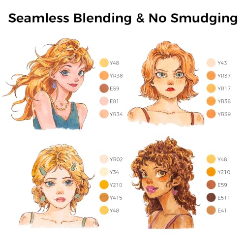 Image of Ohuhu Alcohol Markers 36 Skin Colors Brush Soft Chisel for Portrait Drawing