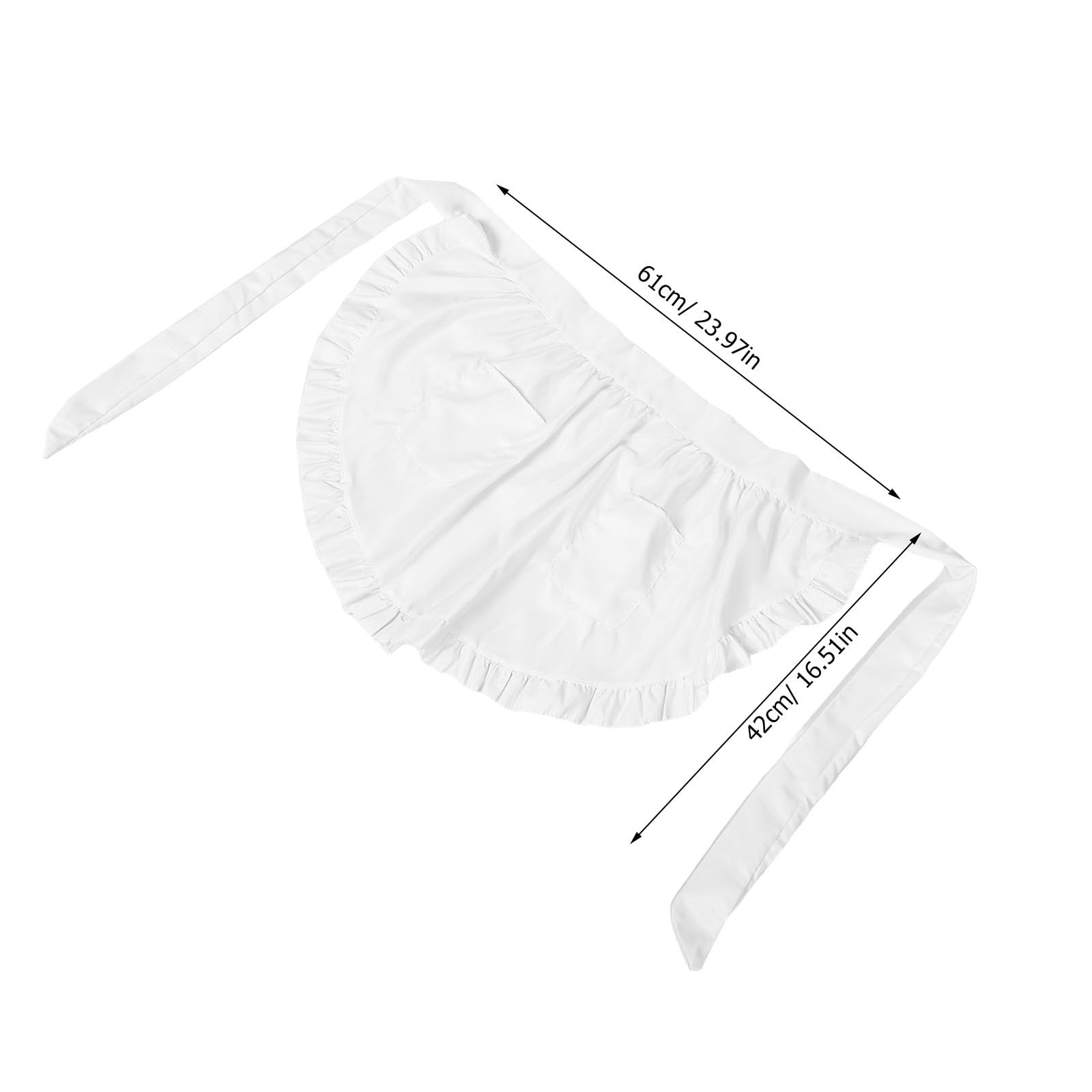 Tofficu 10 Unidades Delantal de Cintura Media Blanco con Volantes y Doble Bolsillo para Mujer, Diseño Elegante y Cómodo Adecuado para Cocina, Restaurante y Fiesta de Halloween