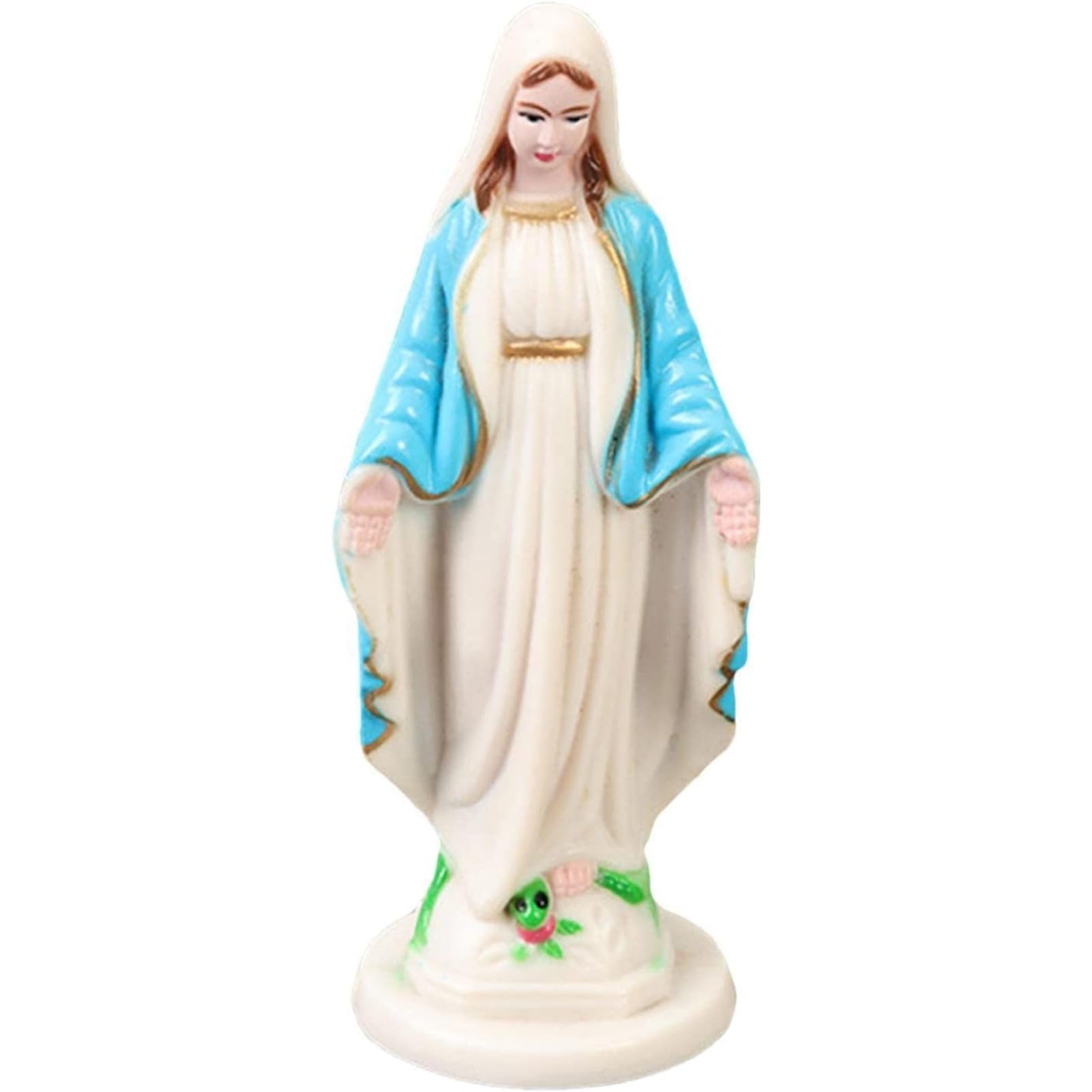GnathicHOME Luminous Virgin Mary Statue Glow In The Dark Resin Figurine Hand Painted Religious Tabletop Ornament Home Altar Decor Gift (10cm,blue)