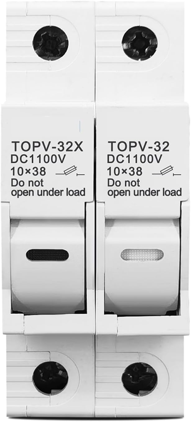 1P 2P DC Fuse Holder 10 * 38mm High Voltage Solar PV 1100V TOPV-30 Base Protector 1Pcs(2P with LED)