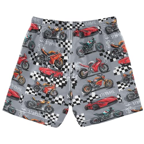 Pigsaly Grunge Sport Car Truck Boys Swim Trunks Motorcycles Race Car Toddler Beach Board Shorts Baby Summer Bathing Suit 3T Multicolor2