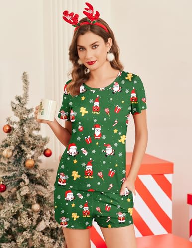 Image of Ekouaer Women's Pajama Sets Short Sleeve Pjs 2 Piece Top and Shorts Sleepwear Comfy Soft Lounge Sets with Pockets