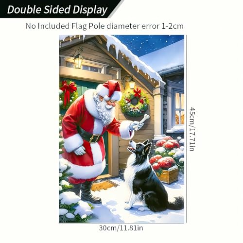 Image of BlissYard Christmas Santa and Dog Garden Flag 12x18 Inch Polyester