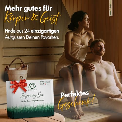 NORDHOLZ® Saunaaufguss Discovery Box 24x15ml [ #25-#48 NATURREINE ÄTHERISCHE ÖLE] Sauna Aufgussmittel - Sauna Aufguss aus Franken - Sauna Zubehör 6