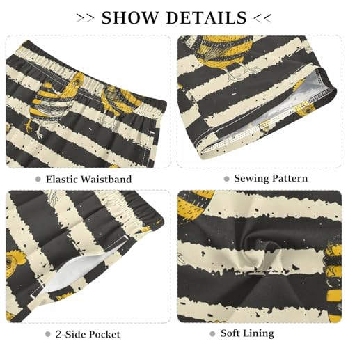 Chickens Wearing Stripes Short Pajama Pants Bottoms Soft Sleepwear with Pockets3