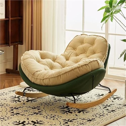 TINGMIAN Mecedora Exterior Patio Sillón Lectura Extragrande For Interior con Cojín Acolchado Reclinable For Porche, Sala Estar, Patio, Jardín, Patio(Green)