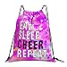 Eat Sleep Cheer Repeat Drawstring Backpack Gym String Bag Sports Drawstring Sackpack For Women Men