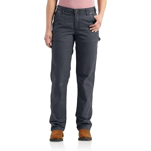 Carhartt Women's Rugged Flex Loose Fit Canvas Work Pant, Coal, 6 Short