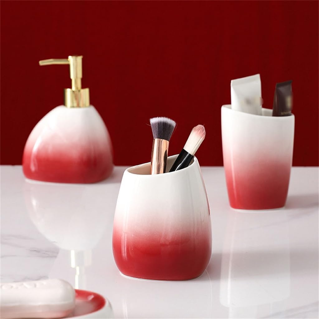 Gradual Red Bathroom Five-Piece Ceramic Toiletry Four-Piece Bathroom Set Wedding Gargle Cup