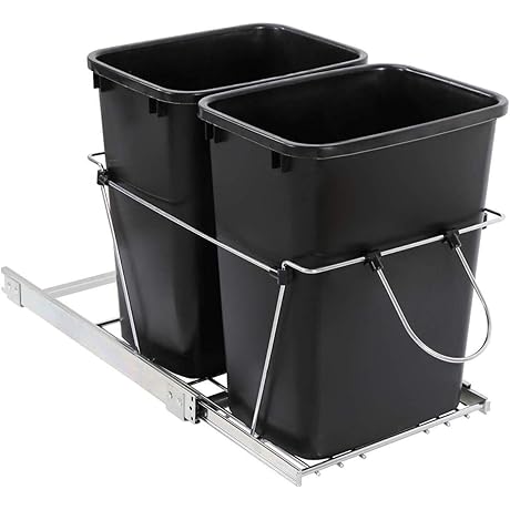 Double 35-Quart Roll Out Trash Bin Under Kitchen Cabinets
