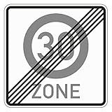 Schild I Verkehrszeichen Ende Tempo 30-Zone, Nr.274.2, Alu RA1, reflektierend, 600x600mm
