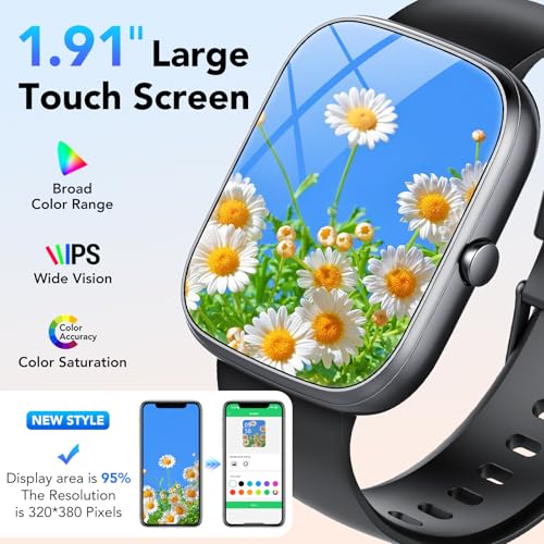 Smartwatch für Herren Damen,1,91' Voll Touch Smart watch mit Bluetooth Anrufe,100+Sportmodi IP68...