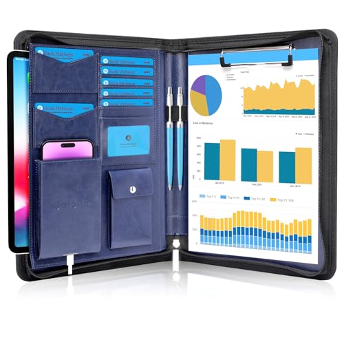 Darolin Zippered Portfolio & Organizer Binder - Blue