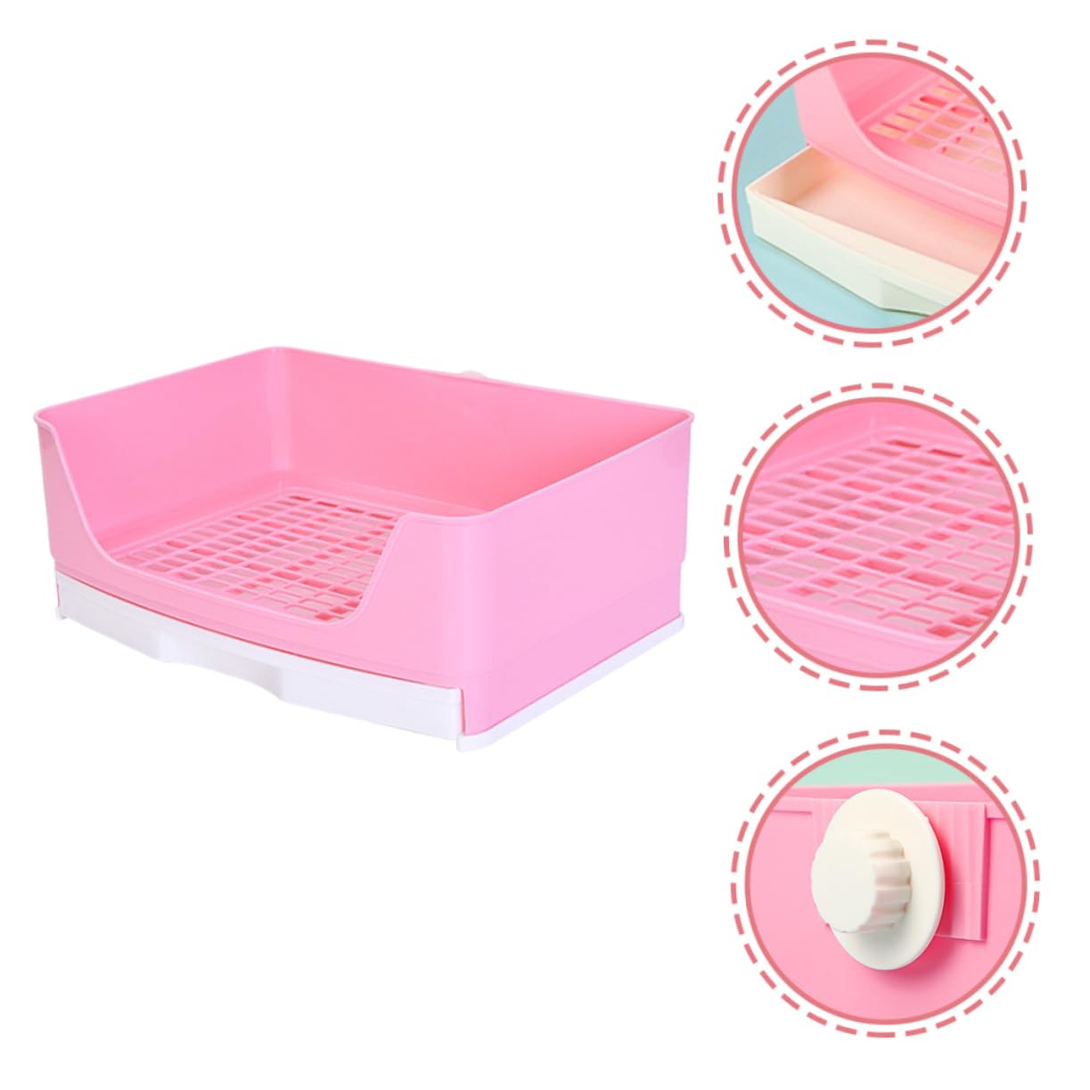 UPKOCH Toilette Lettiera Grande per Conigli Controllo Odori in Plastica Rosa per Coniglietti e Porcellini d'India, per Aree Esterne e Parchi