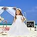 ZITA ELEMENT 2 Piece 18 Inch Doll Clothes Outfits Little Angel - White Satin and Tule Holy First Communion Dress with Hairband Gift for Girls (Doll not Included)