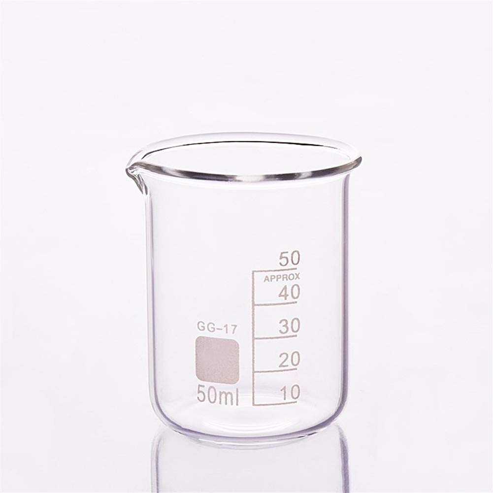 Vaso de precipitados de laboratorio 3 piezas Vaso de precipitados de vidrio de 50 ml en forma baja para escala de laboratorio de química Medición de laboratorio Suministros de oficina de educación e