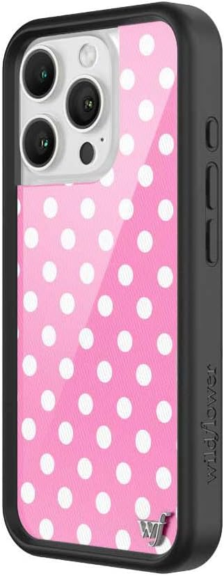 Wildflower Cases - Compatible with iPhone 16 Pro | Protective Black Bumper, 6.5ft Drop Test Certified, Women Owned Small Business | Bright Aesthetic Cute Trendy | Polka Dot - Pink and White - Image 2