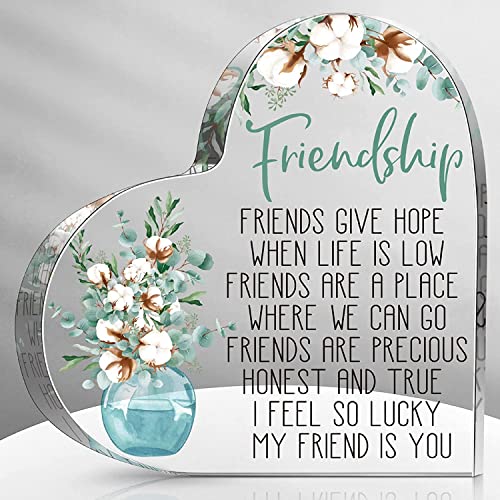 VELENTI Friendship Gifts, Acrylic Heart Friendship Gift for Her, Inspirational Gifts for Women