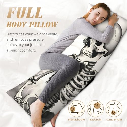 Housse de coussin de corps squelette pour grand lit et canapé