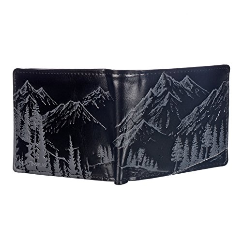 Shag Wear Men's Vegan Faux Leather Bifold Iconic Prints Wallet with Clear ID Window and Zipper Coin Pocket, Mountain Scene3