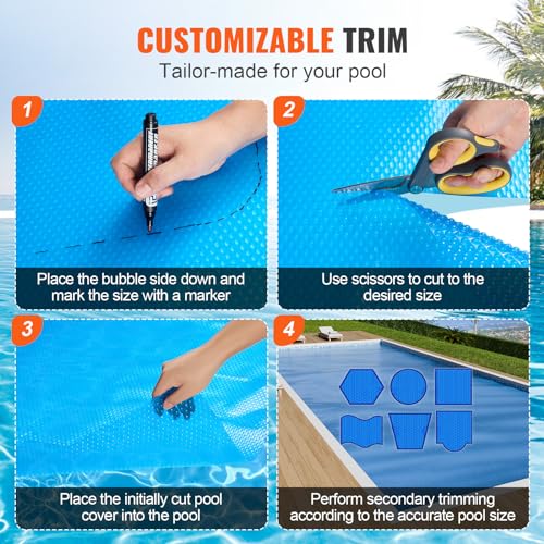 VEVOR Solar Pool Cover, 32 x 16 ft Rectangle Solar Blanket for Pools, Inground Above Ground Swimming Pool Solar Cover, 16 mil Solar Covers Blue by VEVOR - Image 7
