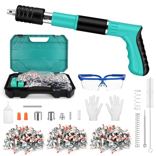 Leiortufa Pistola de Clavos Manual, 5 Velocidades, 300 Clavos, Hormigón y Acero, Portátil, Verde, L