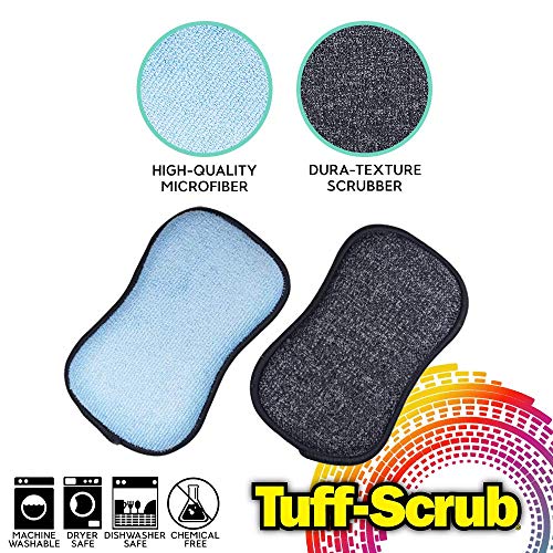 The Original Tuff-Scrub Microfiber Multi-Surface Scrub And Wipe Sponges, Dual-Sided For Scouring And Easy Household Cleaning, Machine Washable (Pack - 12) #TOP2