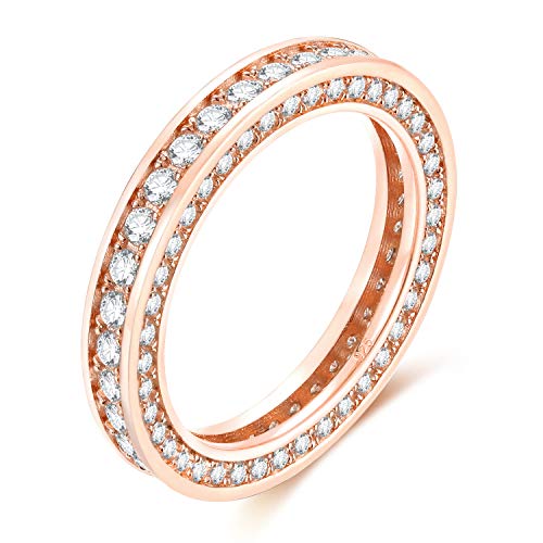 SOMEN TUNGSTEN 925 Sterling Silvers Cubic Zirconia Eternity Engagement Wedding Band Width 3MM Size 4-12