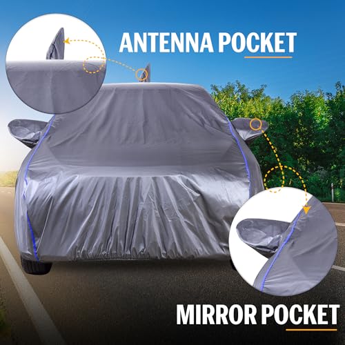 Image of Autofact 210D SuperDuper Waterproof Car Cover for Maruti Swift Dzire (2017 to 2024) | Mirror & Antenna Pockets, UV & Heat Resistant, Windproof, Scratchproof & Dustproof, Grey Color