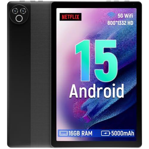 Laptok Tablet 10.1 pollici Android 15, 16GB RAM, 1332 * 800 HD丨5G WiFi丨BT5.4, Tab PC con Doppia...