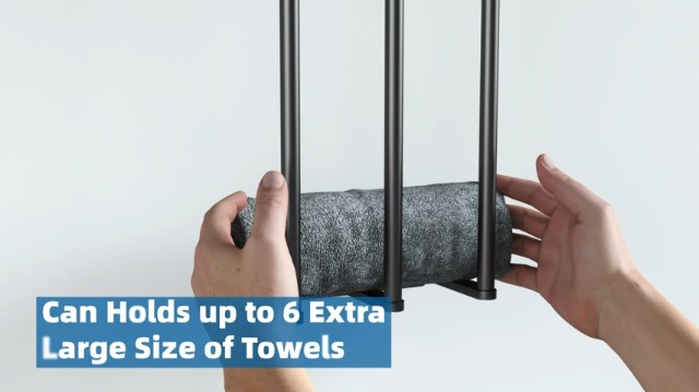 BETHOM Porta Asciugamani Bagno da Parete 75 cm Nero Opaco Grandi Porta