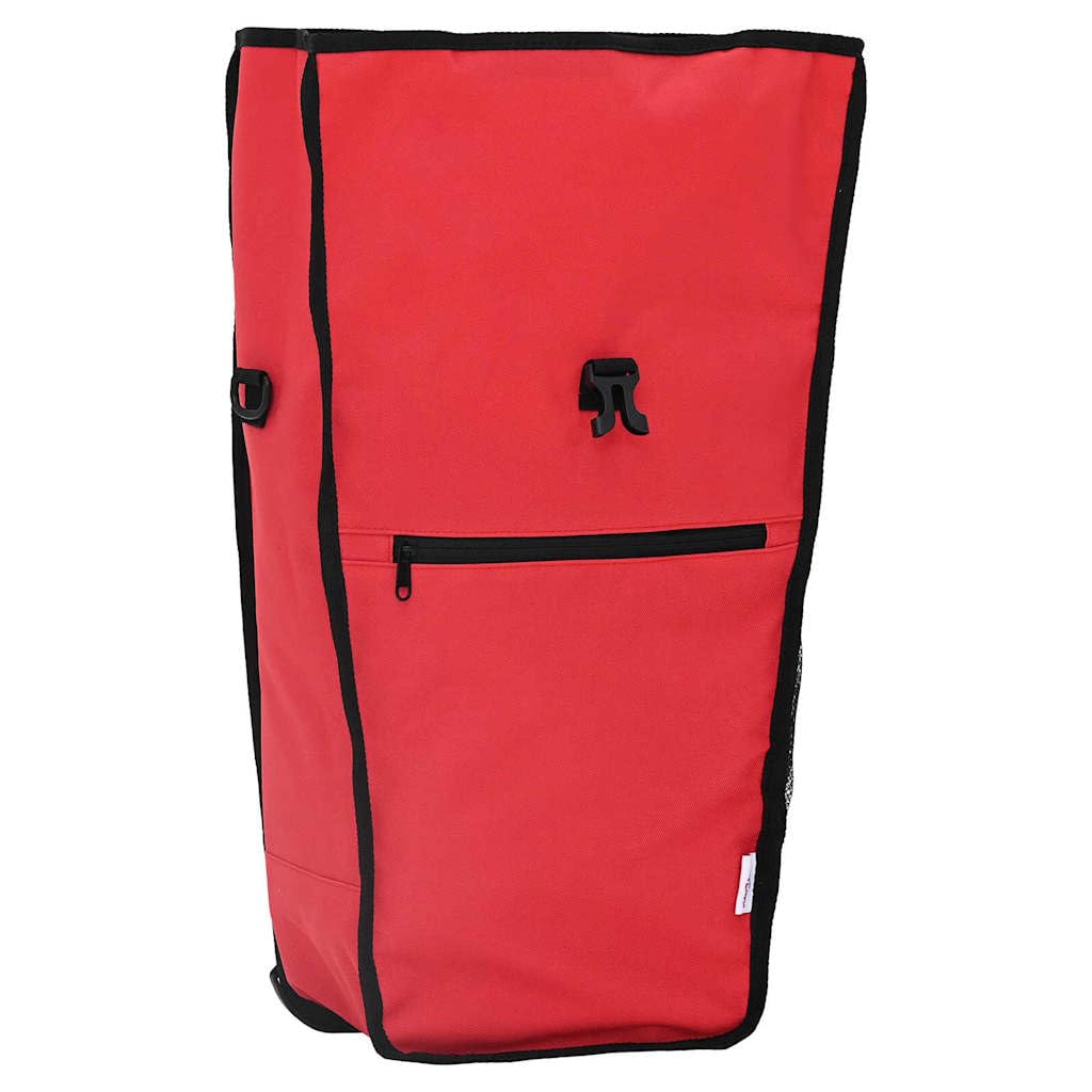 Torba rowerowa czerwona z poliestru 34 x 16 x 59 cm, przestronna i wodoszczelna, nadaje się do rowerów MTB, rowerów wyścigowych, trekkingowych, miejskich i e-rowerów, ergonomiczna i