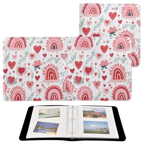 Álbum de fotos adhesivo DIY Scrapbook álbum piel PU rojo amor corazón arcoíris Día de San Valentín cuaderno de 3 anillos 40 páginas 8x10 para memoria miniatura 2