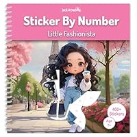 jackinthebox Sticker by Number Book, 12 Scenes Puzzle Paint by Sticker Book + Colouring Pages, Gifts for Birthday, Party Favor Toys for Girls, Arts & Crafts for Kids Age 7 8 9 10 - Little Fashionista