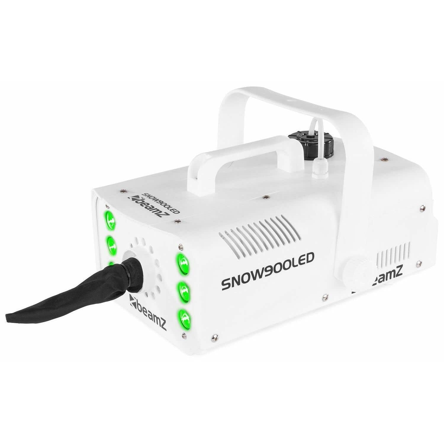 beamZ Snow 900 LED Schneemaschine Schneekanone Effektmaschine (900 Watt, farbig, RGW LEDs, 1 Liter Tank, Fernbedienung, Tragebügel) weiß
