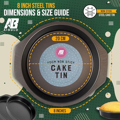 2 Pack 8 Inch Cake Tins for Baking | Round Non-Stick Carbon Steel Cake Tin Mould | Heavy-Duty Baking Tins for Oven | Sponge Cake Tins | Durable Bakeware for Home & Kitchen - Image 5