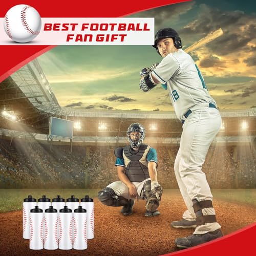 Yaomiao 6 Pcs Baseball Water Bottle Bulk, Reusable Sports Bottle, Christmas Gifts for Classmates & Teams, 20 oz Squeeze Baseball Accessories Gifts School Sports — view 6