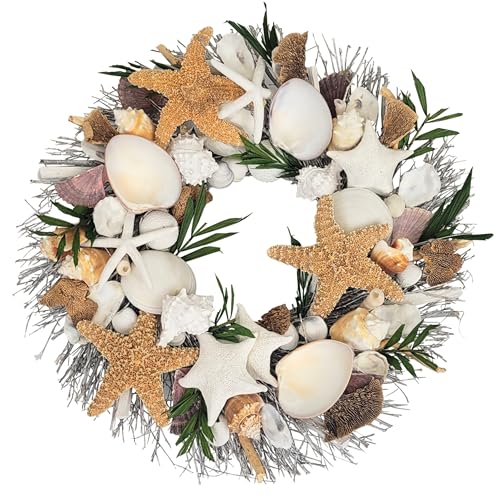 ANDALUCA Summer Seashell 20in Coastal Wreath All...