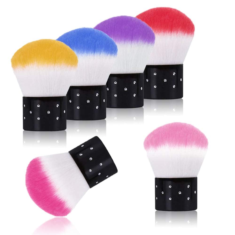 Mini Nail Art Dust Brush Remover 1 Pcs - Powder Cleaner Kabuki Brush for Makeup, Blush and Nail Cleaning - Soft Bristle Colorful Cosmetic Tool for Salon and Home Use (multicolor)-image-0