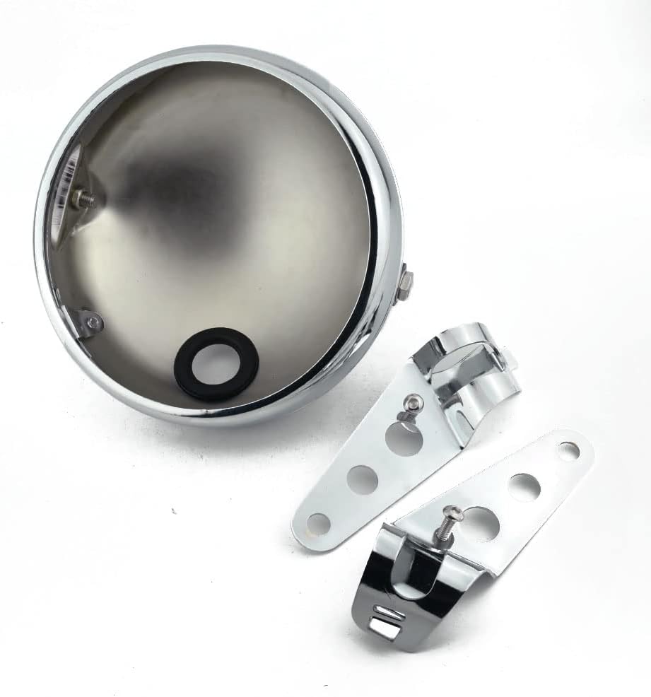 Boldness 7 Inch Headlight Housing Motorcycle 7" Led Headlight Bucket w/Mounting Brackets (Chrome Metal 35-43mm Bracket)