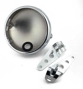 Boldness 7 Inch Headlight Housing Motorcycle 7" Led Headlight Bucket w/Mounting Brackets Chrome Metal 35-43mm Bracket