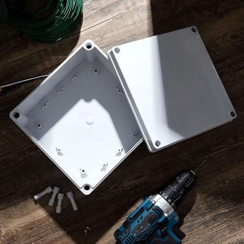 Image of Kanayu Conduit Box Electrical 8'' x 8'' x 4'' Junction Box Plastic Dustproof Waterproof IP65 Gray White Protect Conduits and Fittings Universal Electrical Project Enclosure for Outdoor