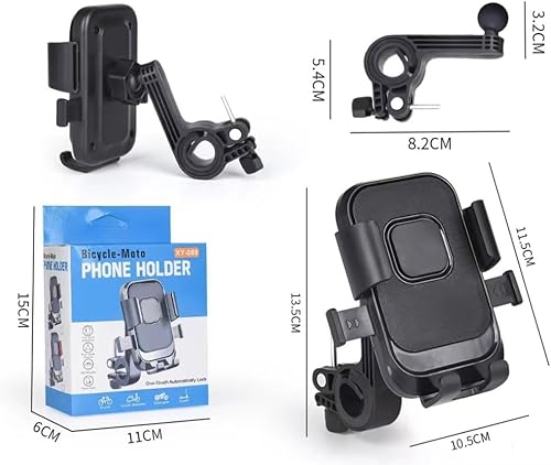 Miniatura 6 de Soporte para teléfono celular Soporte de clip móvil flexible Bloqueo rápido Soporte de teléfono para bicicleta Bicicleta Motocicleta (manillar negro)