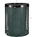 Global Industrial Outdoor Diamond Steel Trash Can with Flat Lid and Plastic Liner, 36 Gallon Capacity, Green, Thermoplastic Coating, 23-1/2