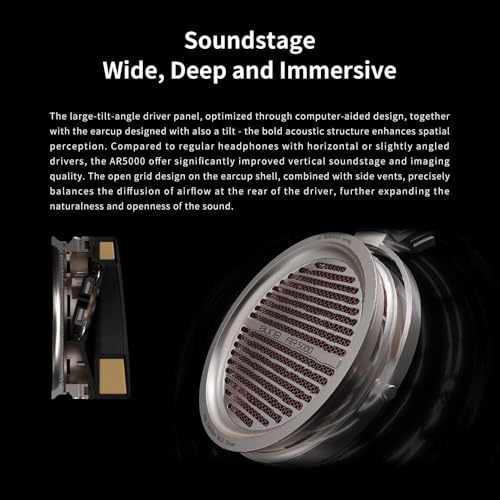 Image of Aune AR5000 with Carrying Case, Full-Size Open-Back Headphones with MLD Driver, Dynamic Driver, Detachable Cable, Over-Ear HiFi Hi-Res Audiophile Headphones for HiFi System, Home Audio, DAP