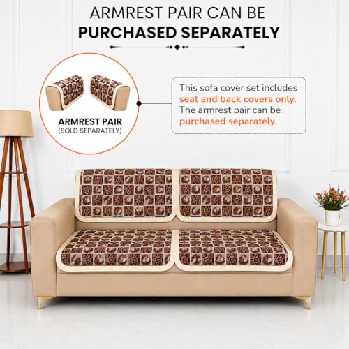 Image of Homerz Premium 'Maharaja Paradise Series' Sofa Cover | Net Fabric Sofa Cover | Washable, Anti-Dust Backed & Wrinkle Resistant Cover (Leafy Checks, 2 Seater, Seat Cover with Backrest)