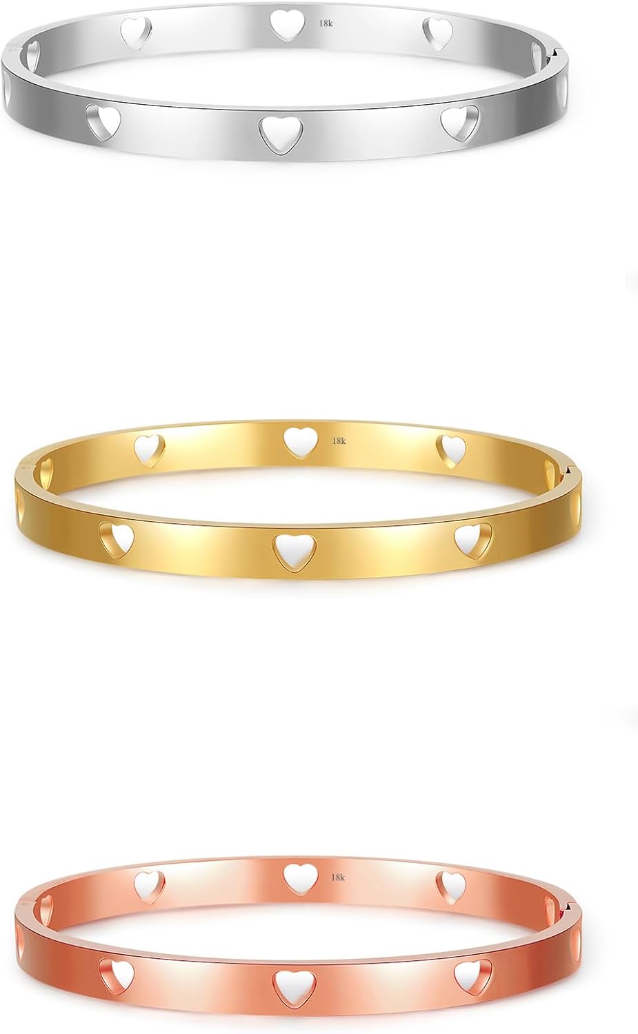 Baby Infant Toddler Kids Girls Heart Bangle Bracelet, Gold Silver Rose Gold 3 Colors 316L Stainless Steel Cuff Bracelets With Heart Shape,Jewelry Gifts For Birthday - Image 4