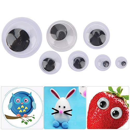 1600 Peças Wiggle Eyes, 4/5 / 6/7 / 8/10 / 12mm Brinquedo de Plástico Olhos Arregalados Preto e Bran