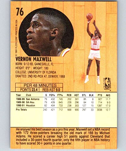Amazon.com: 1991-92 Fleer Series 1 Basketball #76 Vernon Maxwell