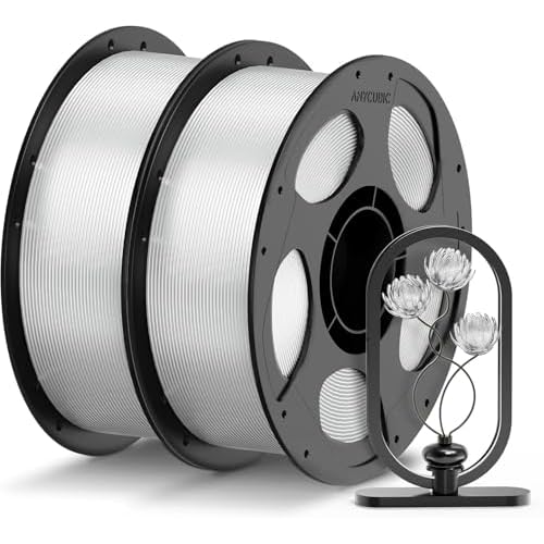 Anycubic Filament PETG de 1.75mm pour Imprimante 3D, Précision Dimensionnelle +/- 0.02 mm, Haute Résistance, Couleurs Vives, Durable et Résistant aux Chocs, 2KG, Translucide Translucide 2kg